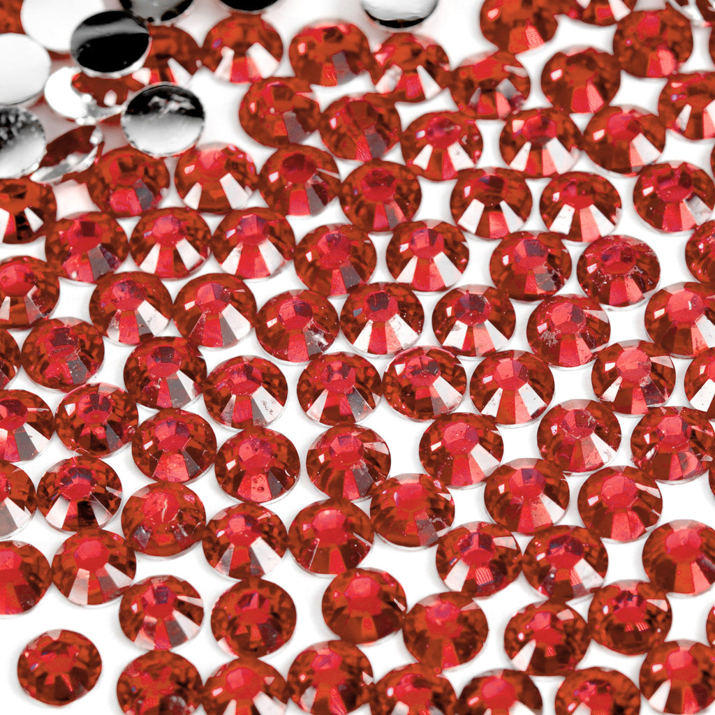 #33 Red - Bag of Flat Back Rhinestone Face Gems in Choice of 2,3,4,5 or 6mm