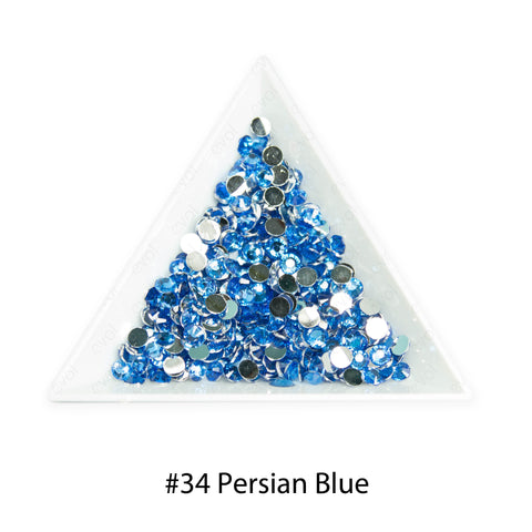 #34 Persian Blue - Bag of Flat Back Rhinestone Face Gems in Choice of 2,3,4,5 or 6mm