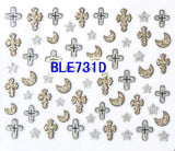 Halloween Glitter Crosses Stars Moons 3D Nail Art Stickers Decals