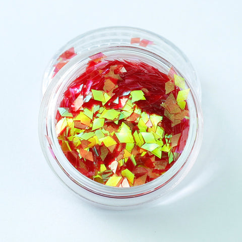 Iridescent Red Diamond Shape Face Glitter Size 1mm - 3mm