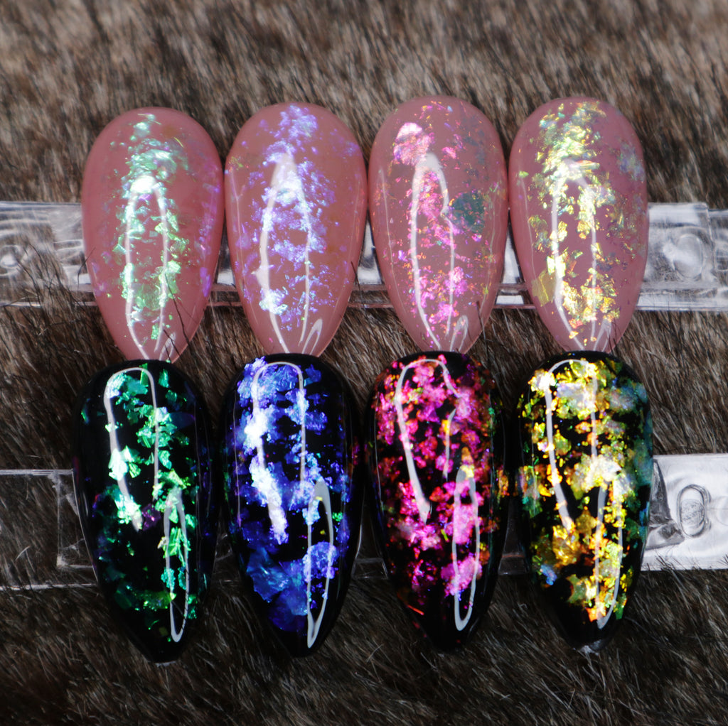 Transparent Nail Art Duo Chrome Chameleon Flakes Colour Changing Shifting