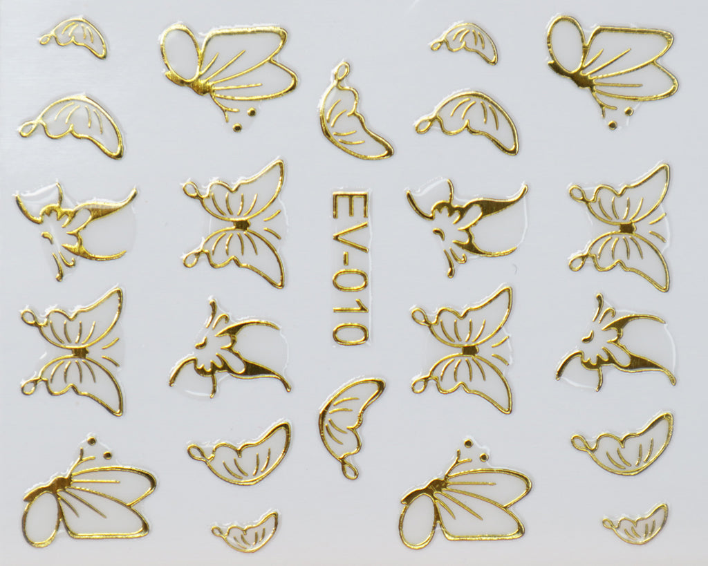3D "Outlined Butterfly" Metallic Stickers in Gold, Silver, Rose Gold