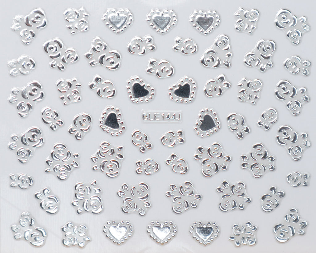 3D "Small Roses" Metallic Stickers in Gold, Silver, Rose Gold