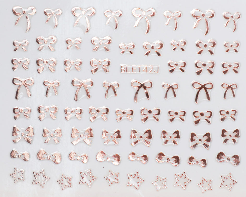3D "Little Bows" Metallic Stickers in Gold, Silver, Rose Gold