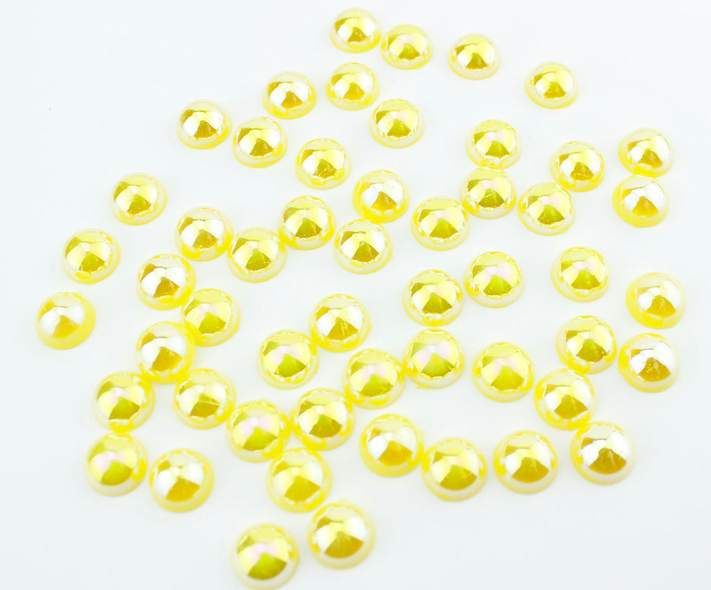 Iridescent Yellow Lemon Flat Back Pearls