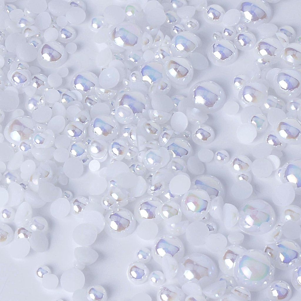 evol ab white mixed size flat back pearl face gems