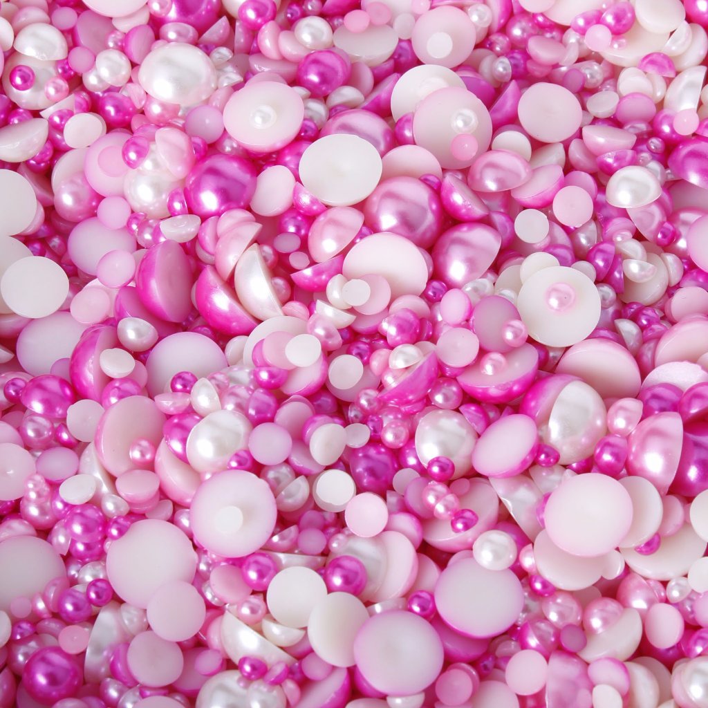 barbie pink flat back pearl face gems evol