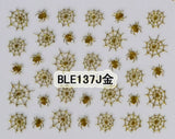 Halloween Gold Spiders Webs 3D Nail Art Stickers Decals