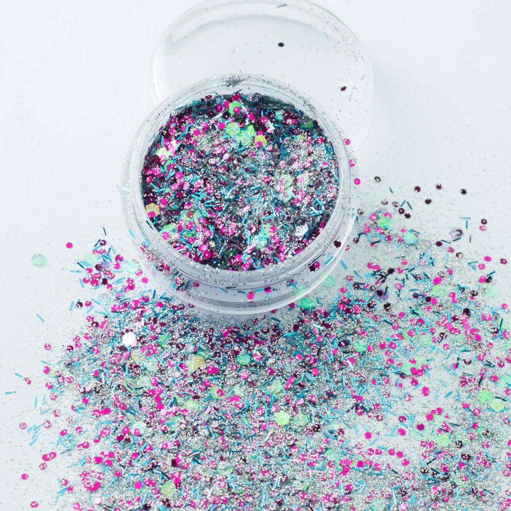 evol summer breeze refreshing pink and blue chunky glitter mix