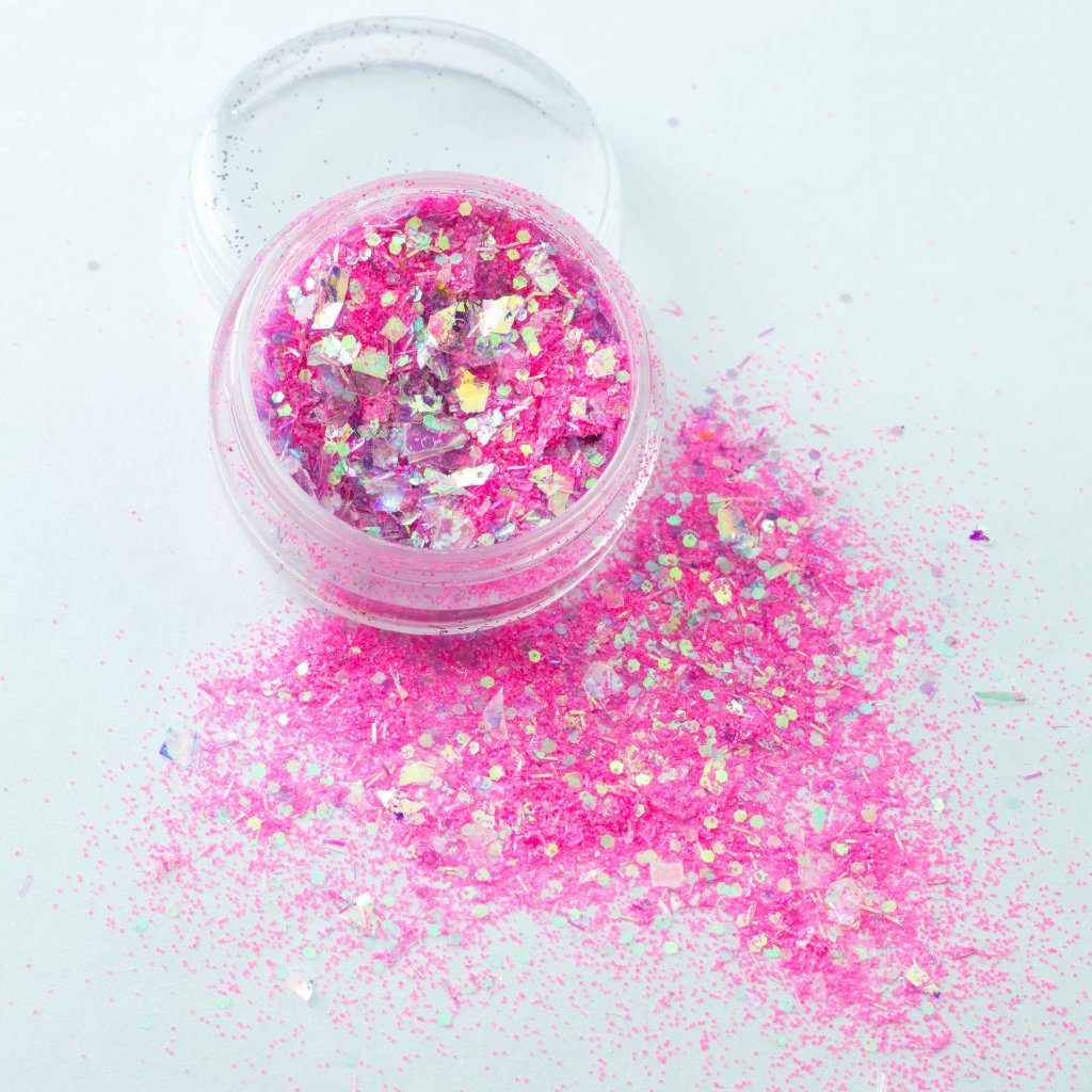 evol california girl blazing iridescent pink chunky body glitter mix