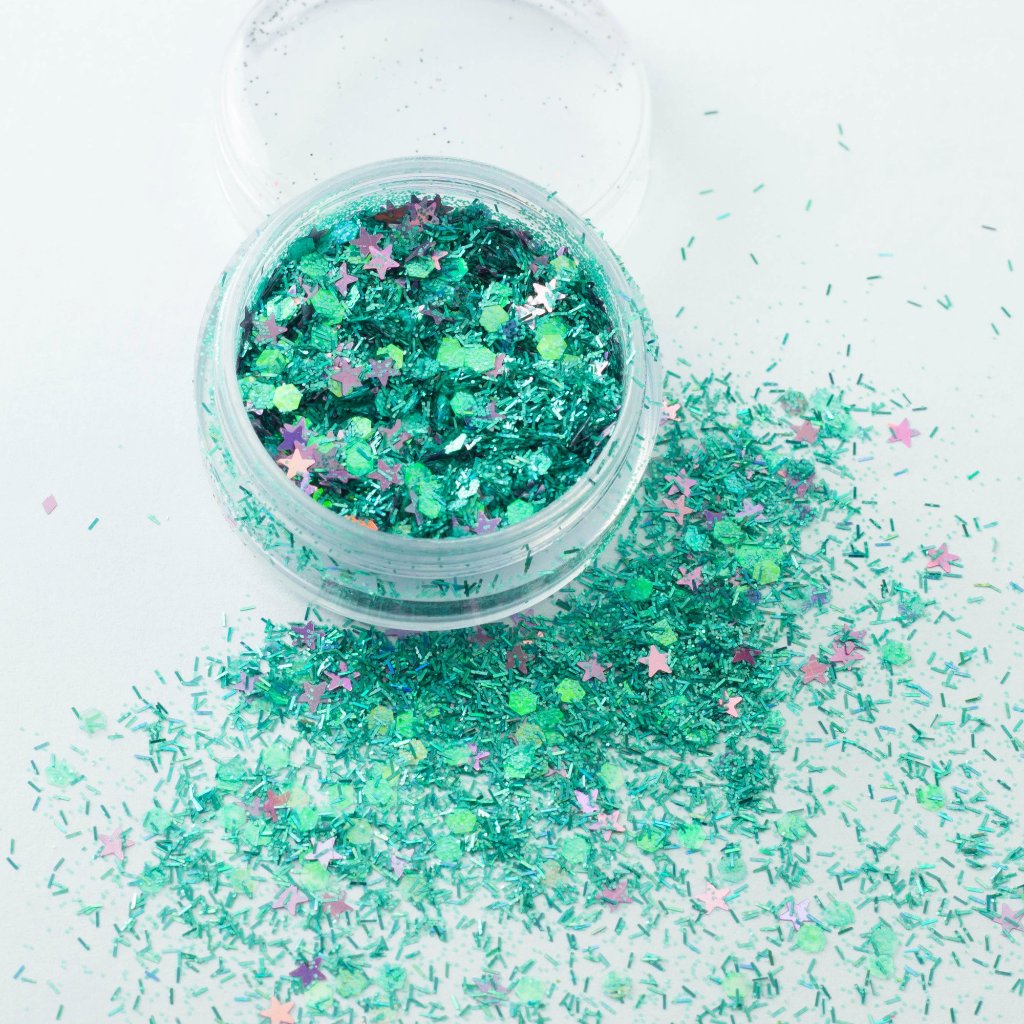 evol dragonfly green chunky festival body glitter mix