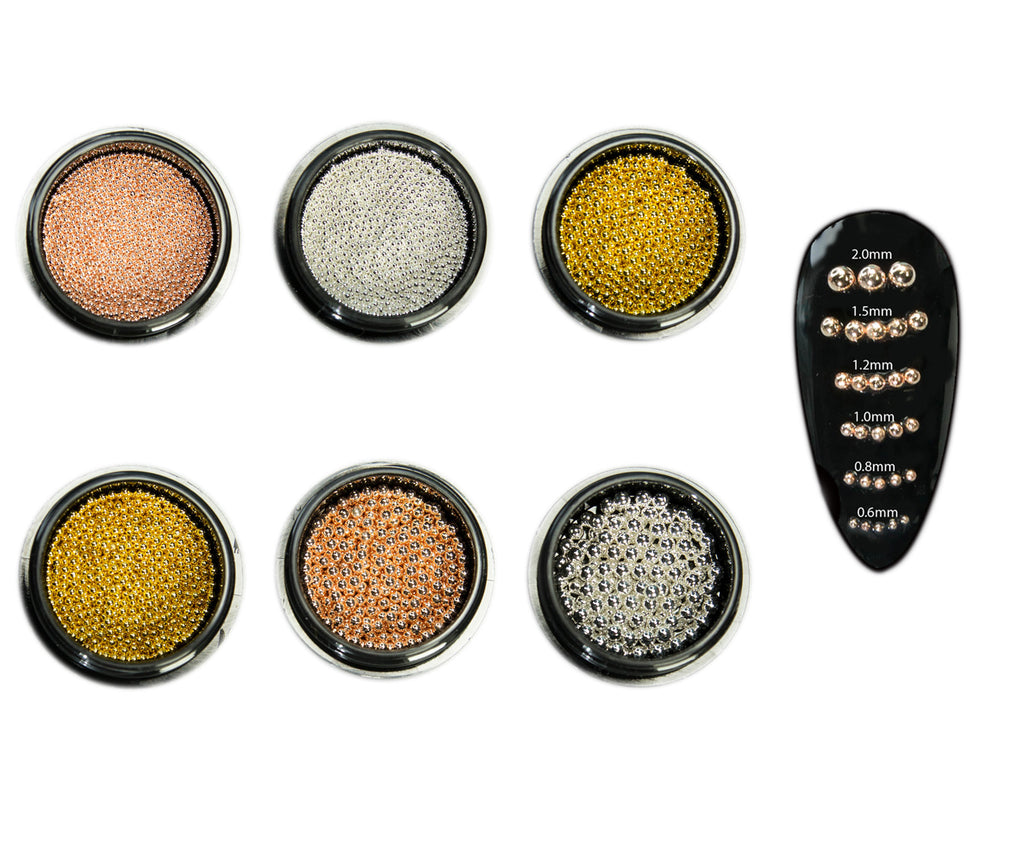 Silver, Gold, Rose Gold, Nail Art Micro Metal Beads 0.6mm to 2.0mm