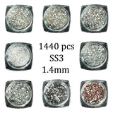 1440pcs SS3 1.4mm Glass Rhinestone Small Tiny Clear Gems Nail Art Bling Diamante