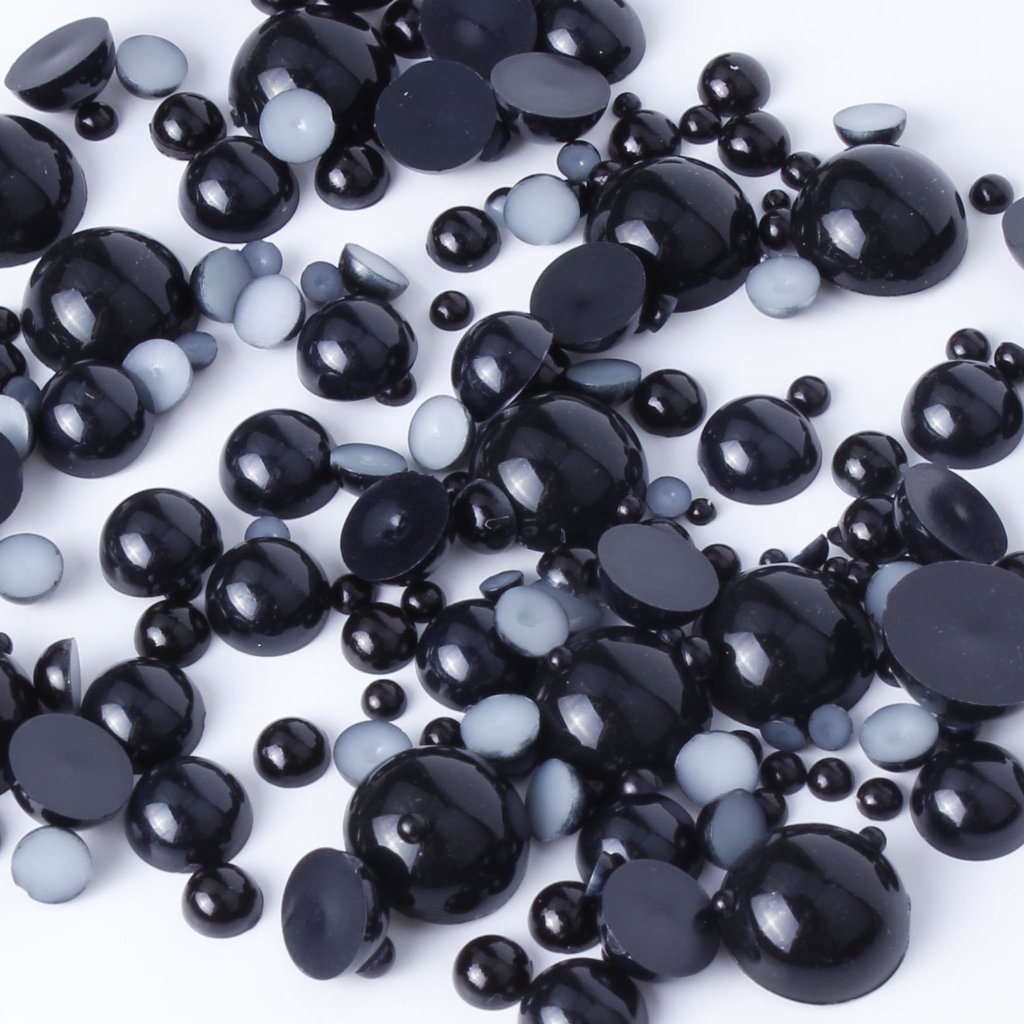 evol 15g black flat back pearl face gems mixed size bling