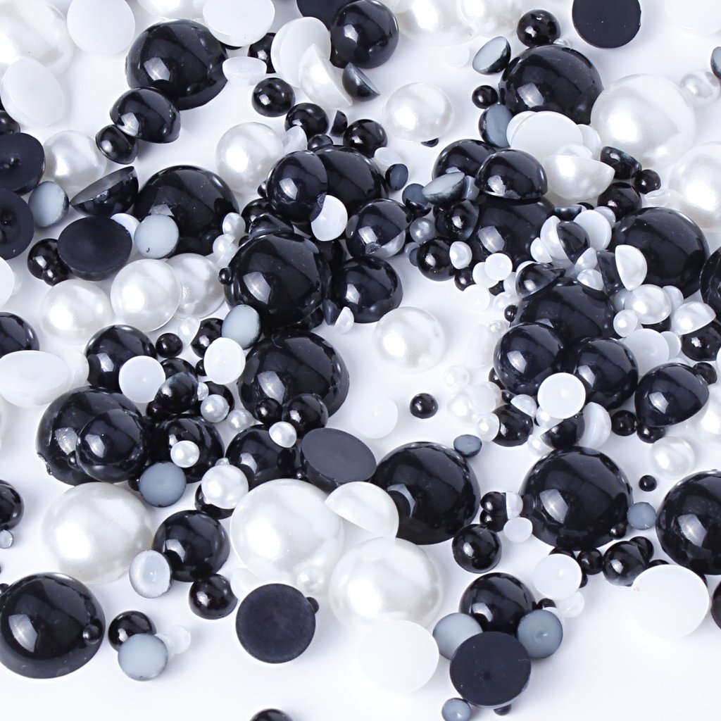 evol black and white flat back pearl mix