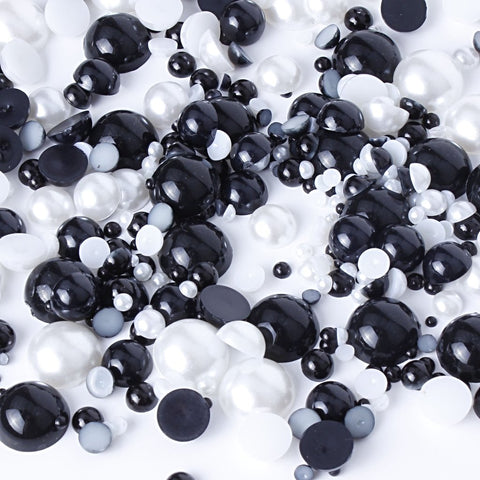 evol black and white flat back pearl mix