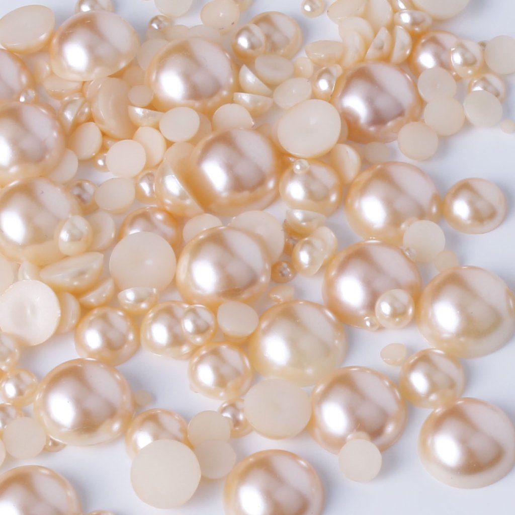 evol champagne 15g mixed size flat back pearls bling