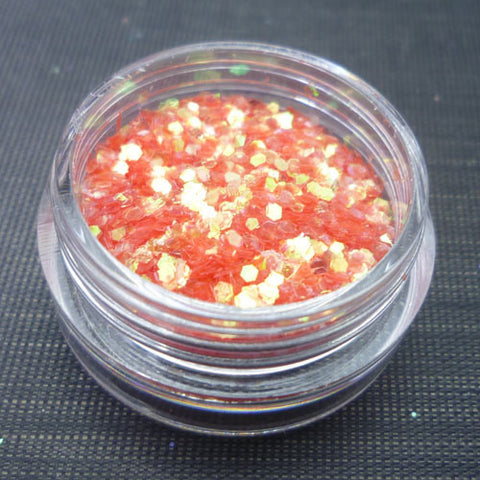 Iridescent Orange 1mm hexagon glitter