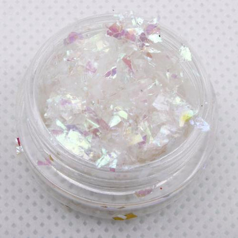 evol iridescent white ice flakes glitter
