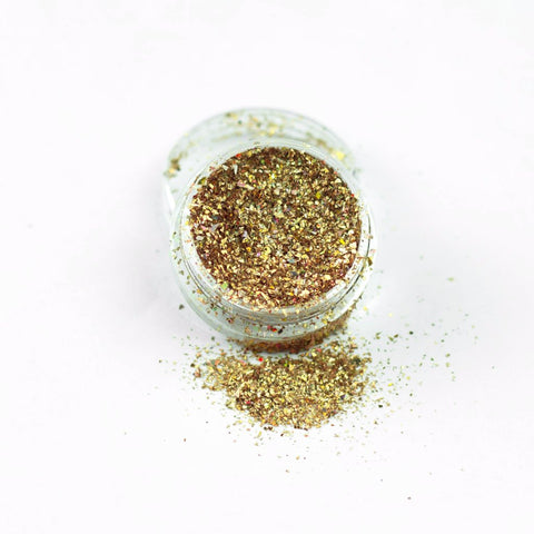 evol holographic gold ore champagne ice flakes face glitter