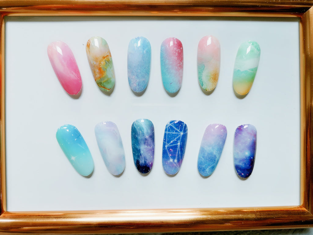 Box of 6 Rolls Space Cloud Marble Stone Galaxy Zodiac  Nail Art Transfer Foils