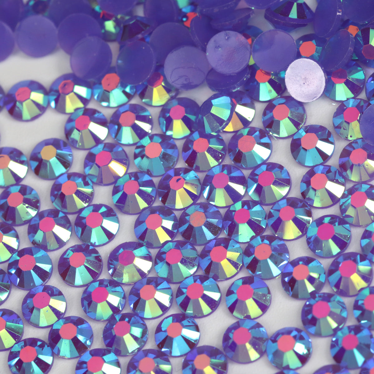 A11 Purple Flat Back AB Iridescent Rhinestone Face Gems in 2-6mm