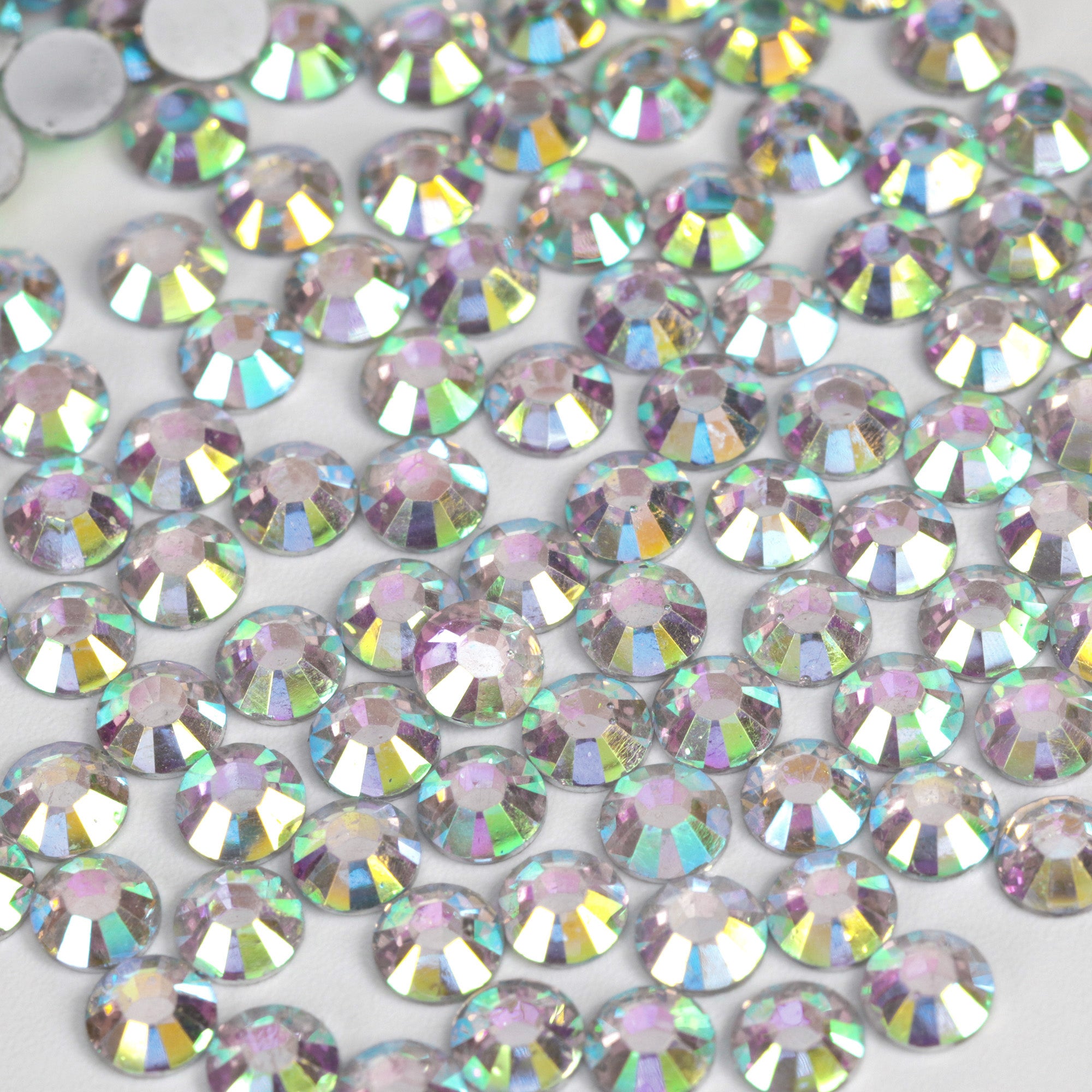 A13 AB Clear Glitz Flat Back AB Iridescent Rhinestone Face Gems in 2-6mm or mixed sizes