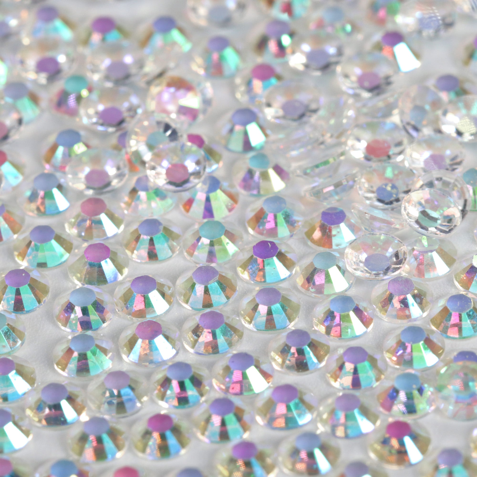 A18 Transparent Clear Flat Back AB Iridescent Rhinestone Face Gems in 2-6mm or mixed sizes