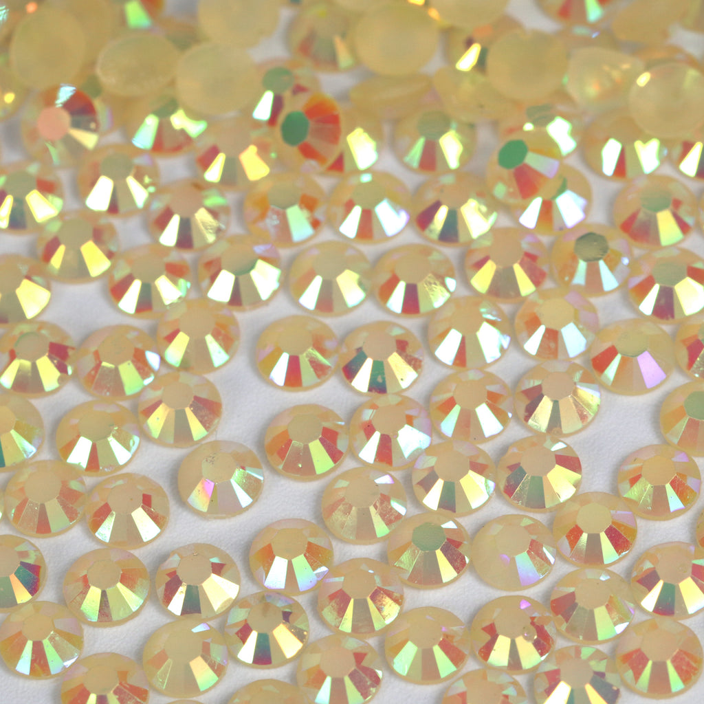 A19 Champagne Flat Back AB Iridescent Rhinestone Face Gems in 2-6mm