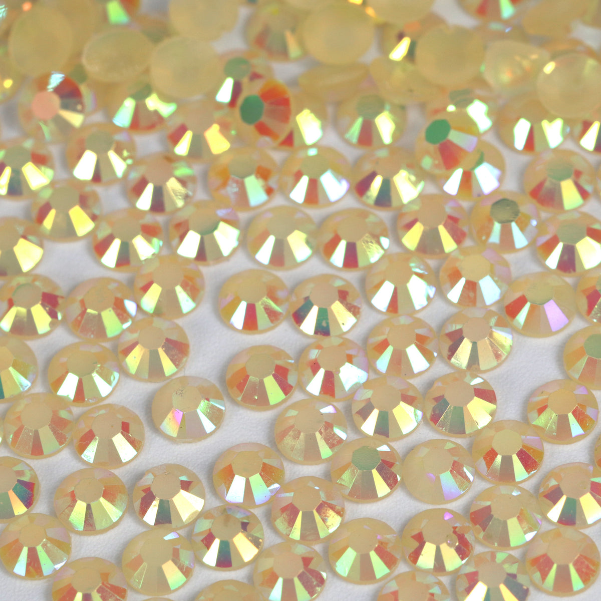 A19 Champagne Flat Back AB Iridescent Rhinestone Face Gems in 2-6mm