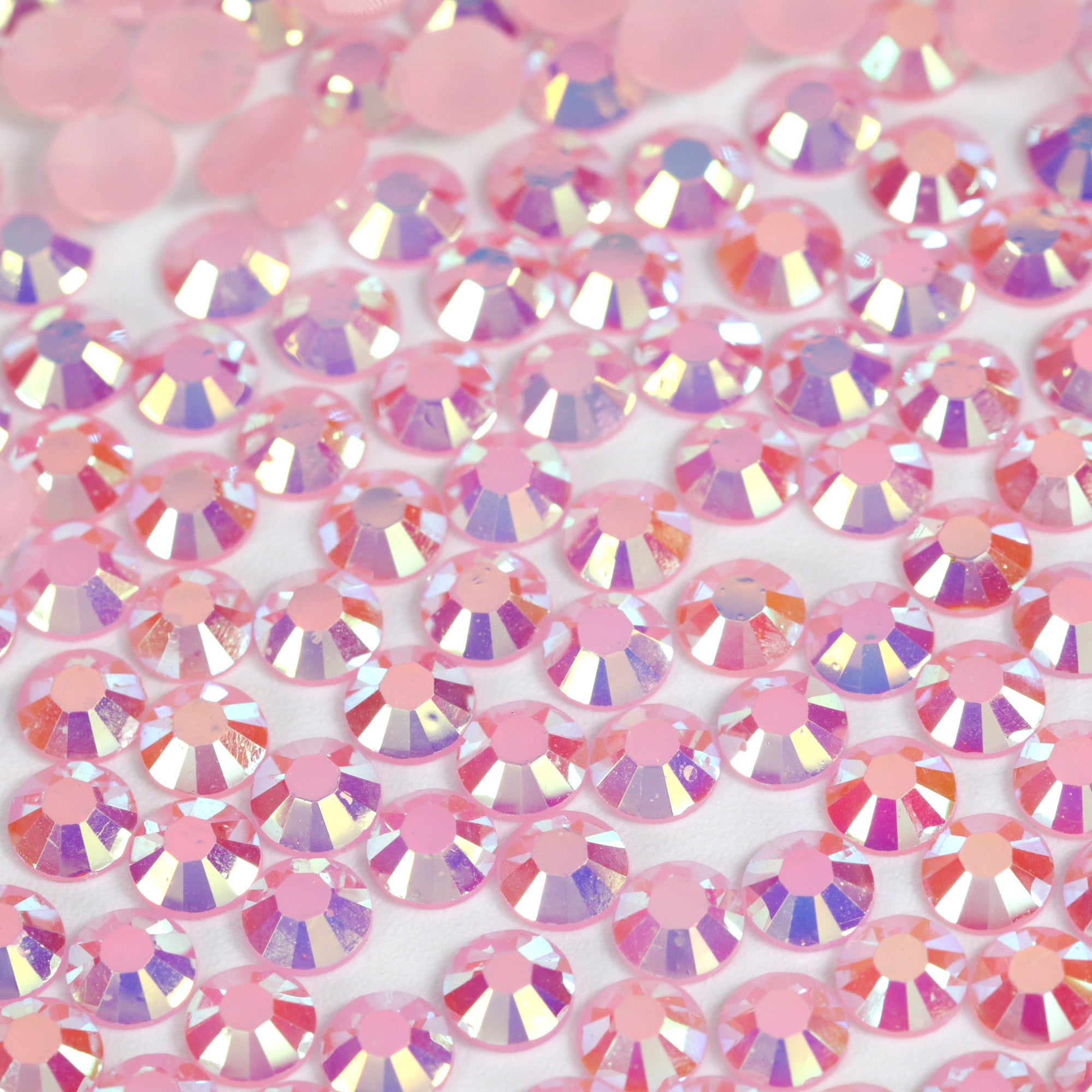 A2 Light Pink Flat Back AB Iridescent Rhinestone Face Gems in 2-6mm