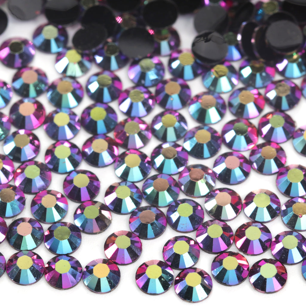 A20 Black Magenta Purple Flat Back AB Iridescent Rhinestone Face Gems in 2-6mm
