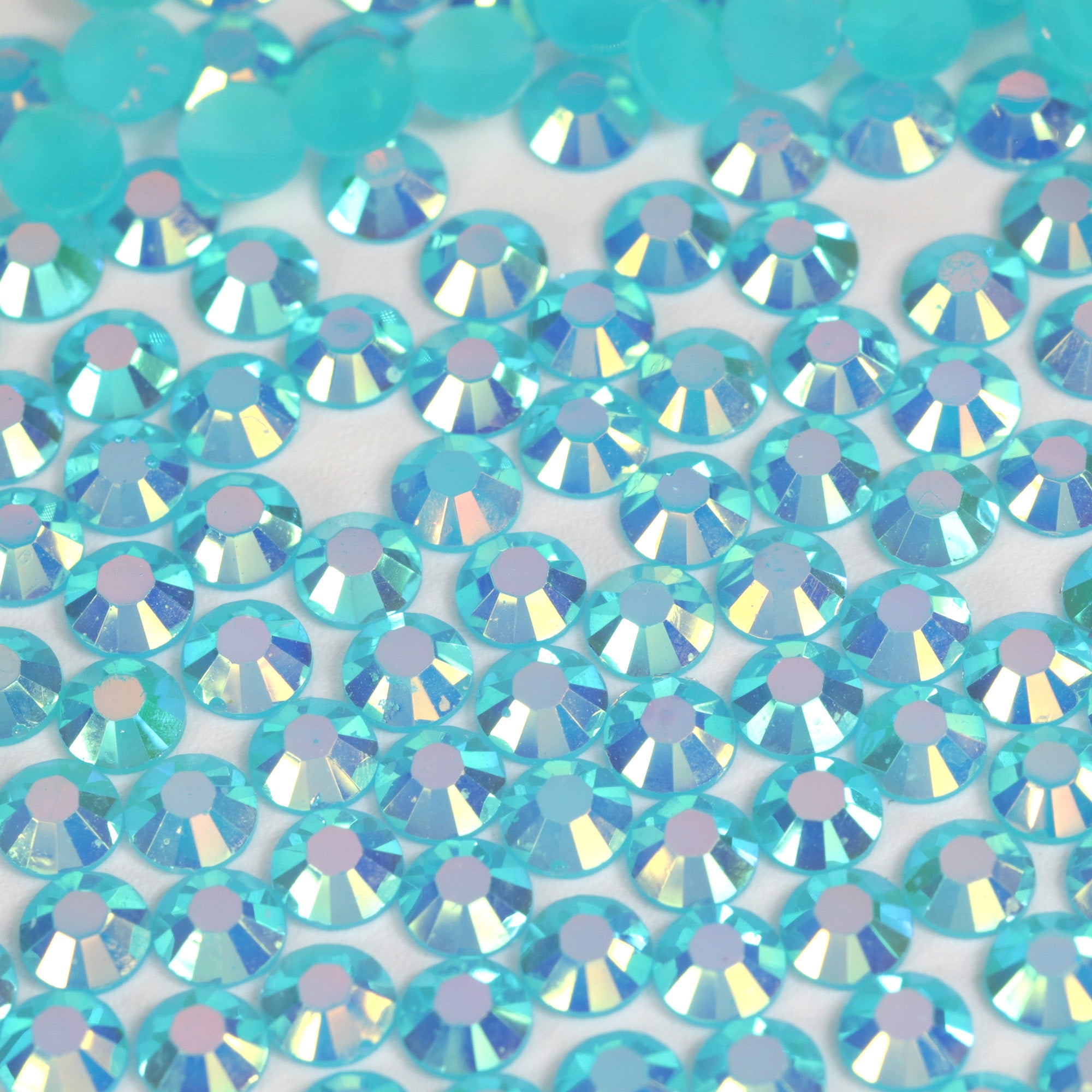 A22 Blue Flat Back AB Iridescent Rhinestone Face Gems in 2-6mm