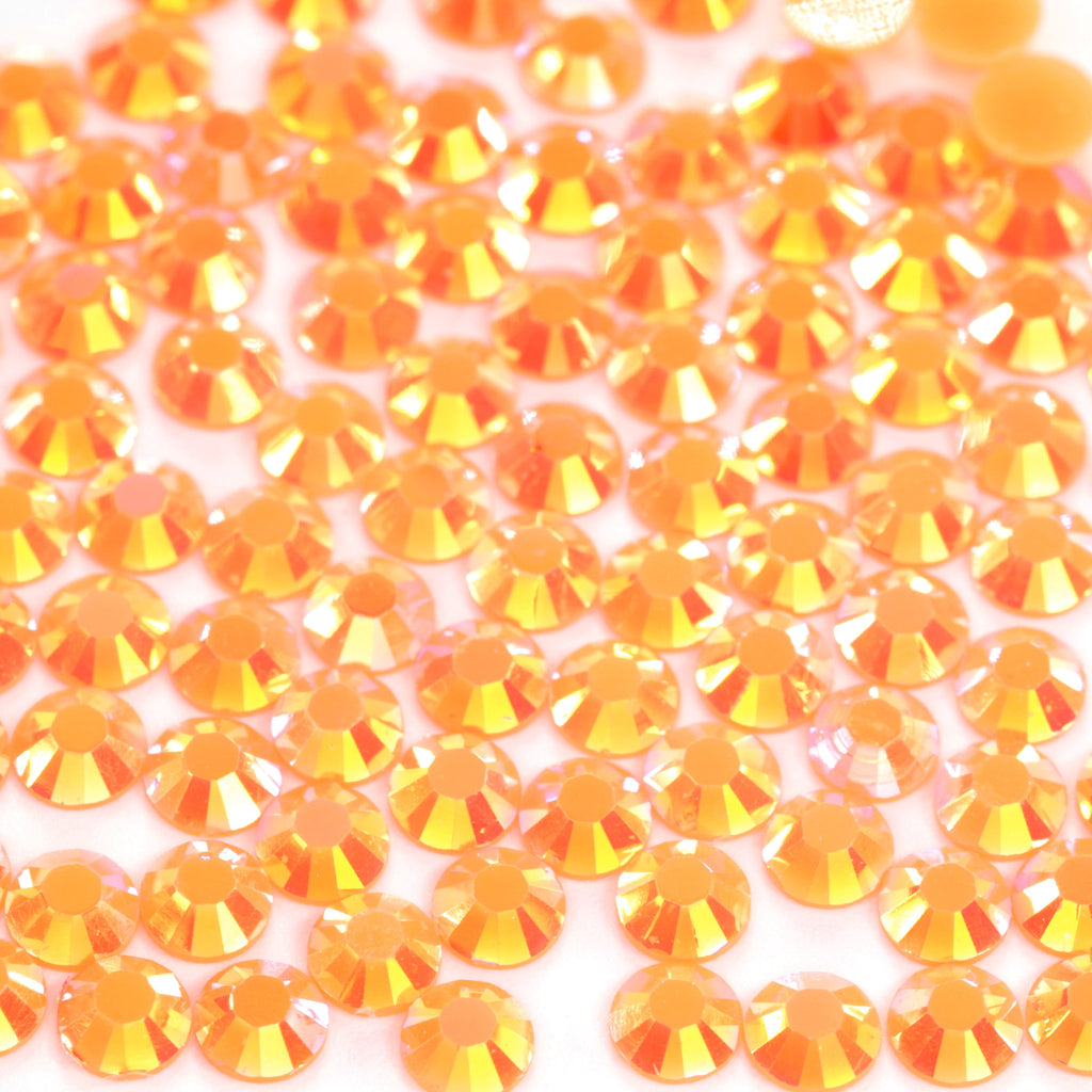 A24 Shocking Orange Flat Back AB Iridescent Rhinestone Face Gems in 2-6mm