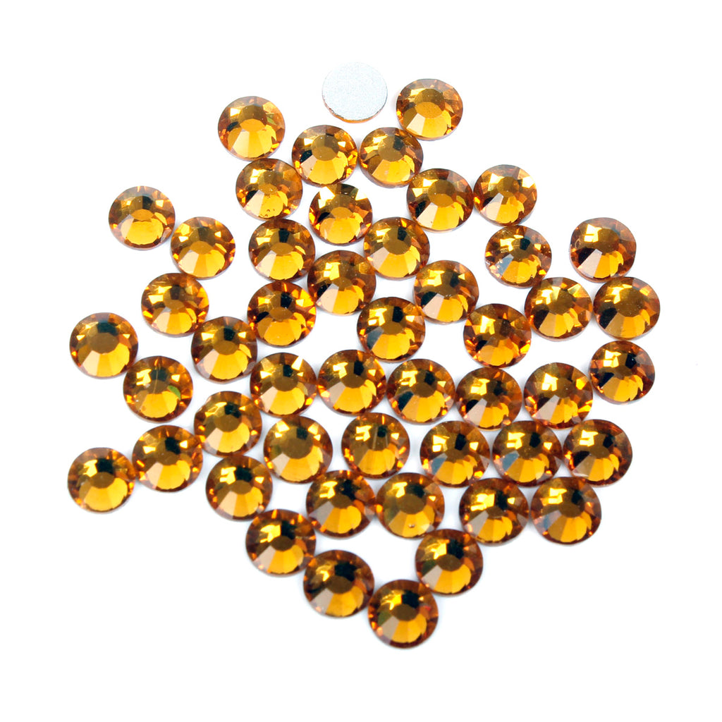 【Amber】 Glass Rhinestone Face Gems 2mm-5mm