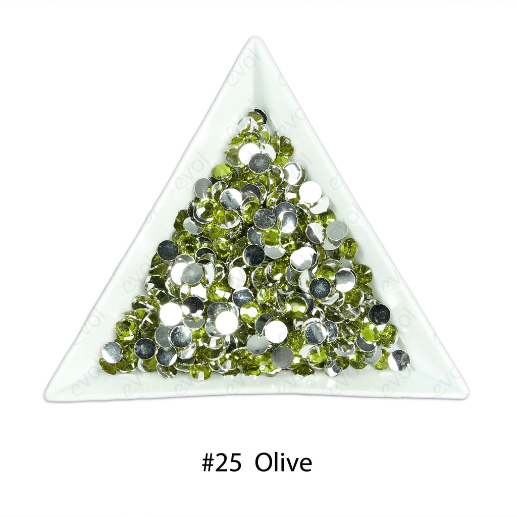 #25 Olive - Bag of Flat Back Rhinestone Face Gems in Choice of 2,3,4,5 or 6mm