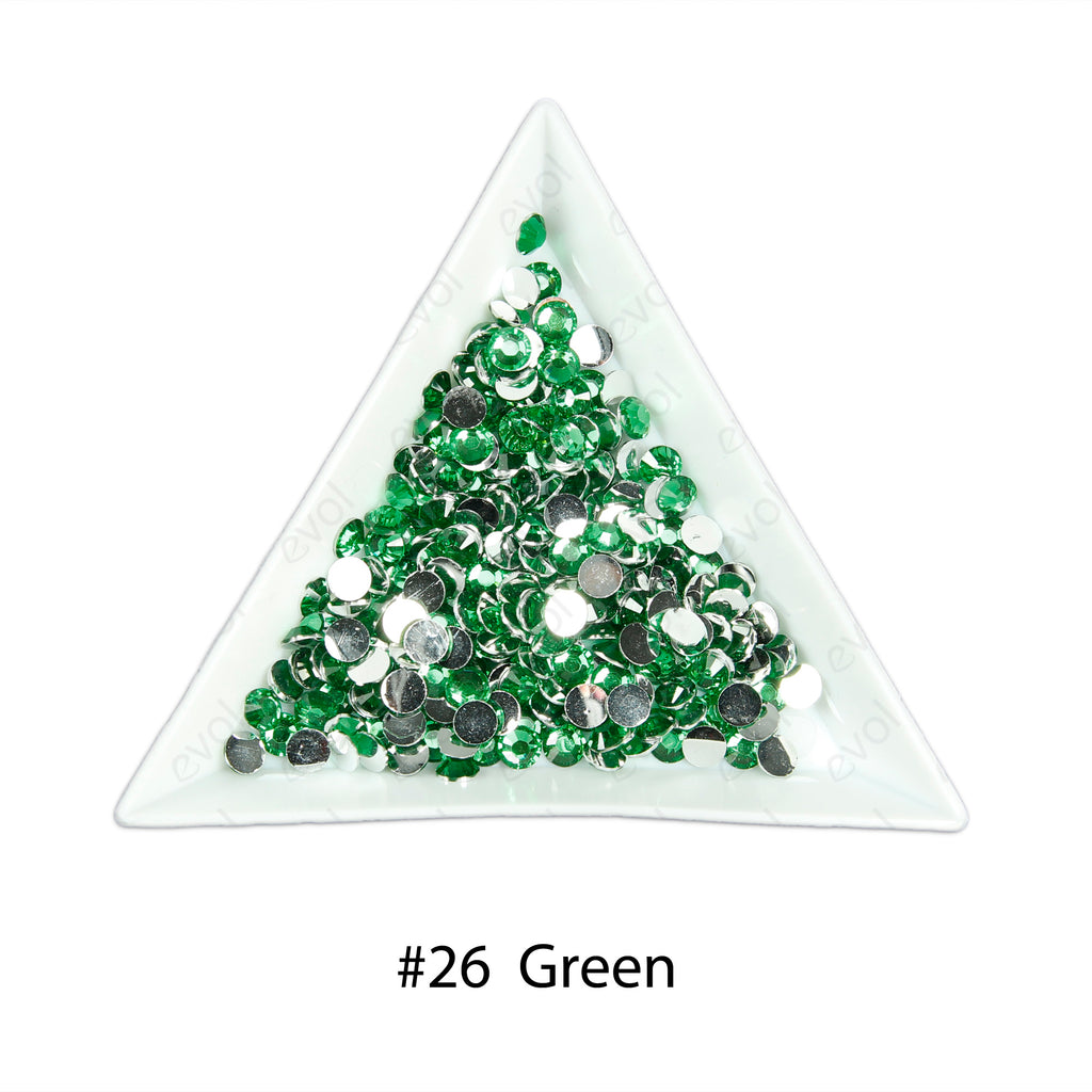 #26 Green - Bag of Flat Back Rhinestone Face Gems in Choice of 2,3,4,5 or 6mm
