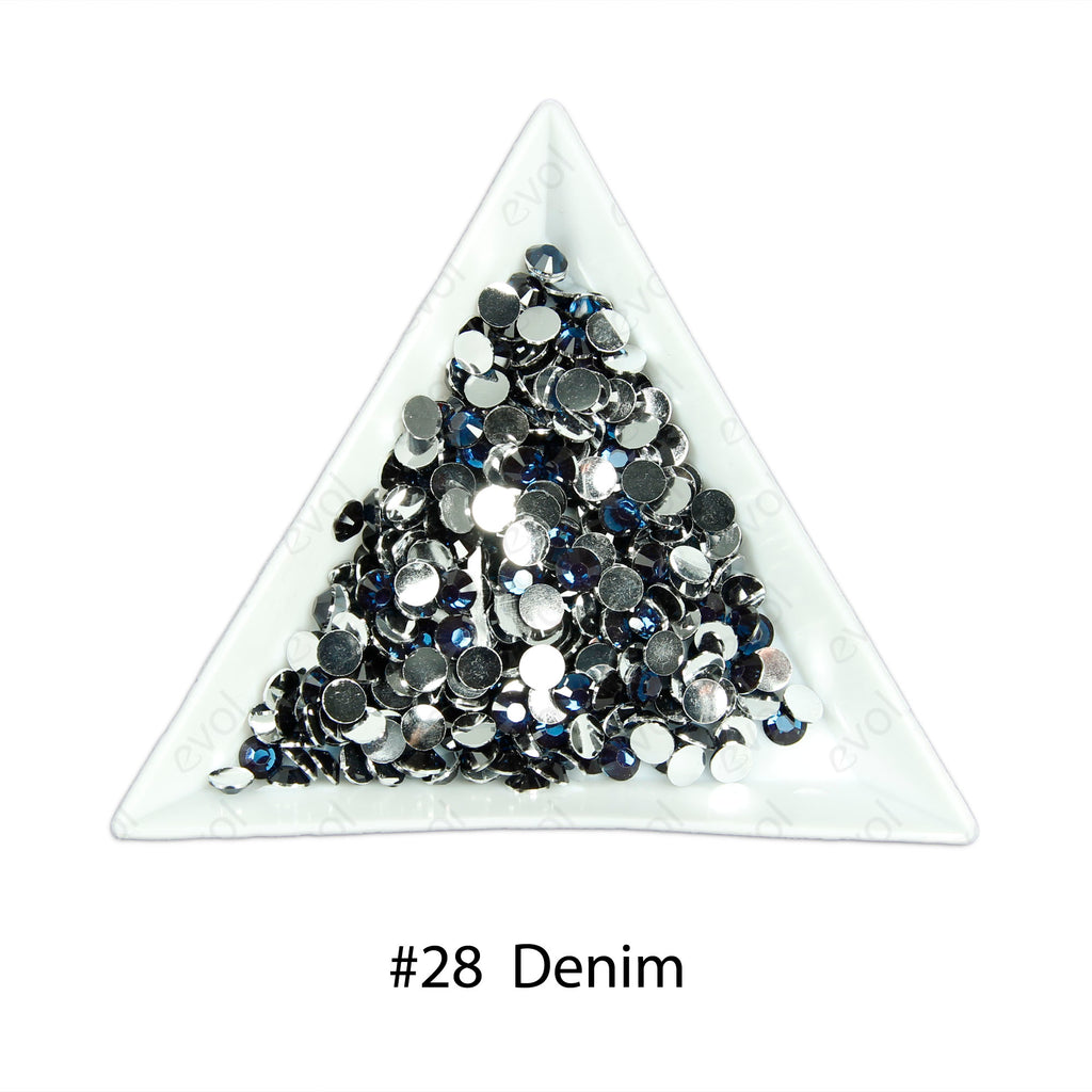 #28 Denim - Bag of Flat Back Rhinestone Face Gems in Choice of 2,3,4,5 or 6mm