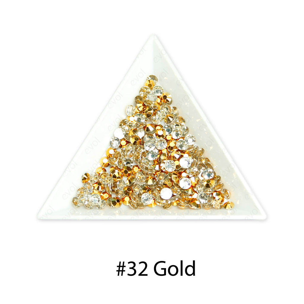 #32 Gold- Bag of Flat Back Rhinestone Face Gems in Choice of 2,3,4,5 or 6mm