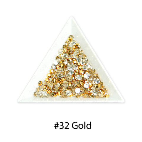 #32 Gold- Bag of Flat Back Rhinestone Face Gems in Choice of 2,3,4,5 or 6mm