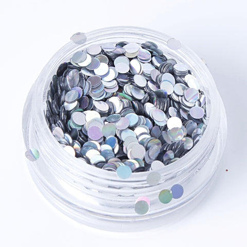 Holographic Silver 2mm or 3mm Disc Shape Cosmetic Glitter