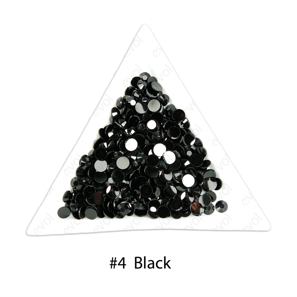 #4 Black - Bag of Flat Back Rhinestone Face Gems in Choice of 2,3,4,5 or 6mm