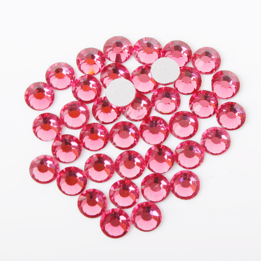 100pcs 【Hot Pink】 Glass Rhinestone Face Gems 2mm-5mm