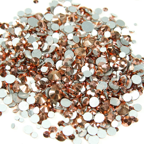 1000pcs Mixed Size 【Copper】Glass Rhinestone Face Gems