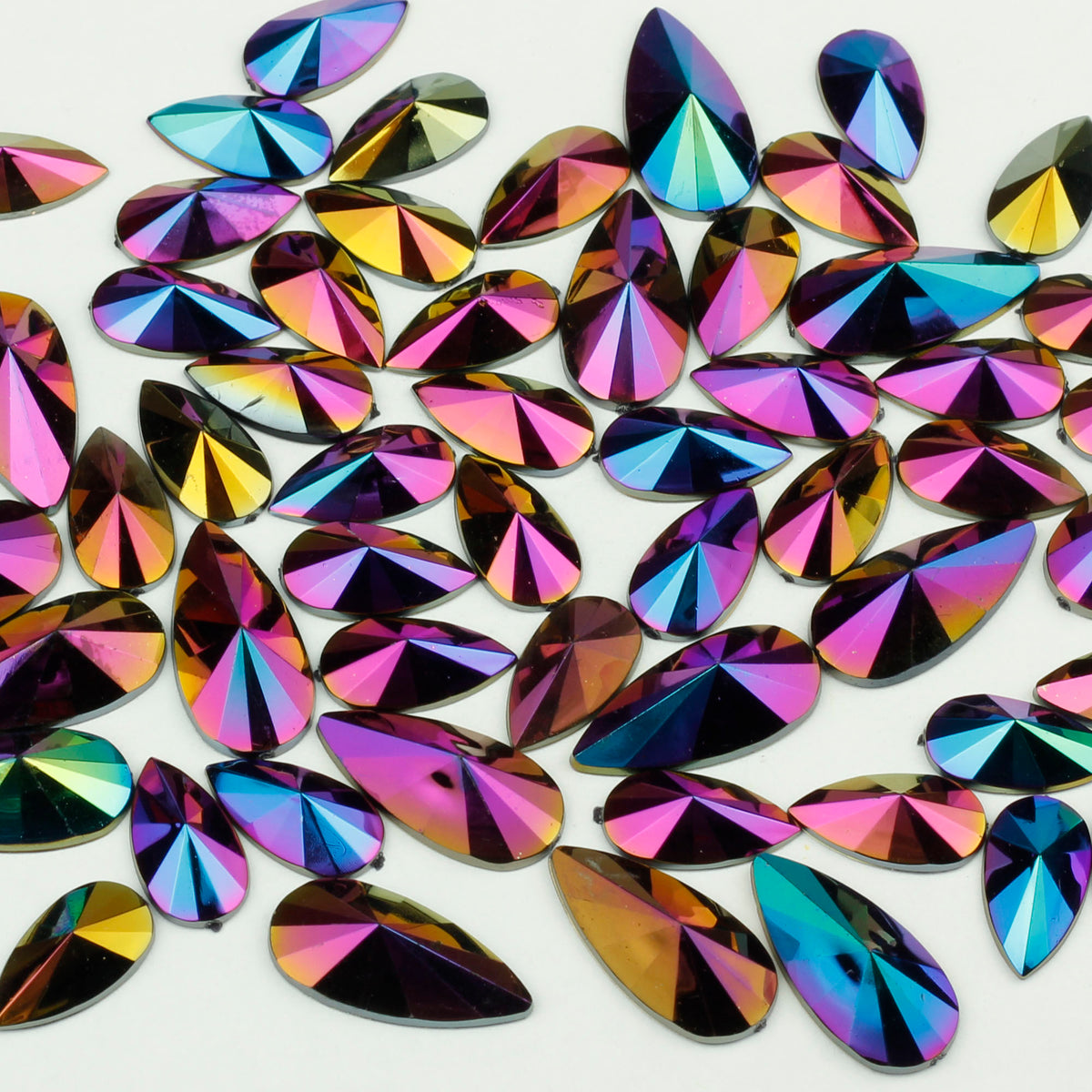 "Petrol" 10g Bag of Flat Back Face Gems in a Choice of Shapes
