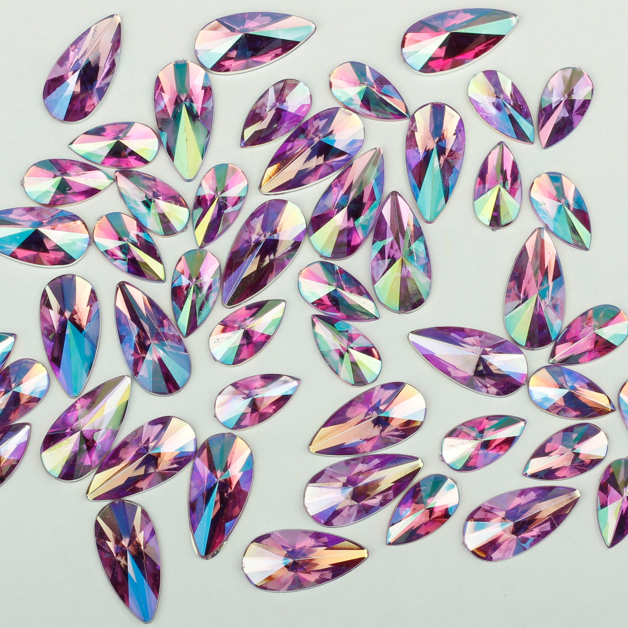 "Amethyst" 10g Bag of Flat Back Face Gems in a Choice of Shapes