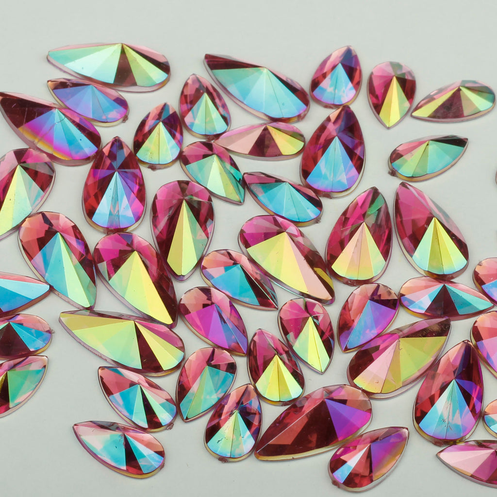 "Hot Pink" 10g Bag of Flat Back Face Gems in a Choice of Shapes