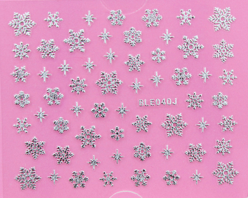 Silver Snowflakes Sparkles 3D Nail Art Sticker