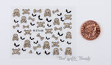 Halloween Gold Glitter Skulls Bones Bats 3D Nail Art Stickers Decals