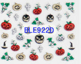 Halloween Gold Silver Black Red Glitter Pumpkin Cross 3D Nail Art Sticker Decals